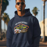 Custom Bachelor Party Las Vegas Trip Hoodie<br><div class="desc">Customise your own bachelor party trip hoodies for a Las Vegas getaway. A cool personalised hooded sweatshirt featuring gambling casino staples such as a deck of cards,  poker chips,  and roulette wheel with Vegas Trip in yellow script. Fun gambler tees for your whole group.</div>
