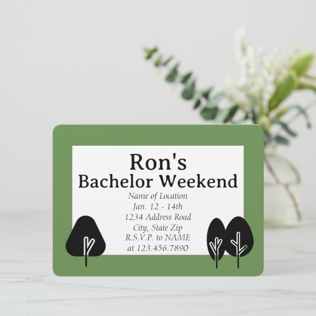 Custom Bachelor Weekend Wilderness Invitation (Standing Front)