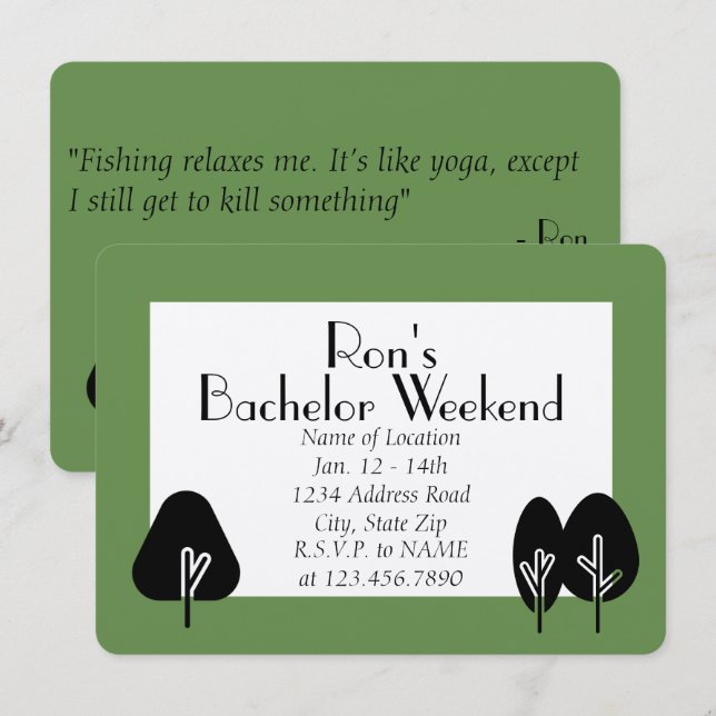 Custom Bachelor Weekend Wilderness Invitation (Front/Back)