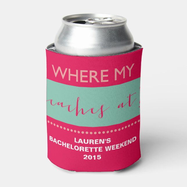 Custom Bachelorette Beach Party Can Cooler (Can Front)