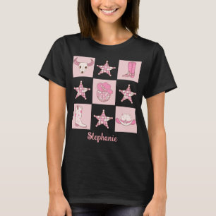 Custom Bachelorette Cowboy Disco Pink T-Shirt