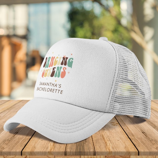 Custom Bachelorette Disco Bride Dancing Queens Trucker Hat (Retro Bachelorette Disco Bride Dancing Queens Trucker Hat)