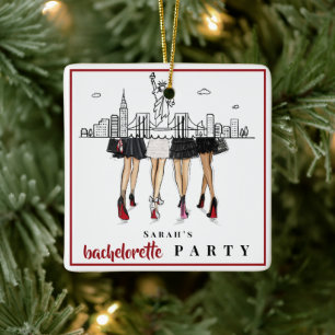 Custom Bachelorette New York City Skyline Fashion Ceramic Ornament