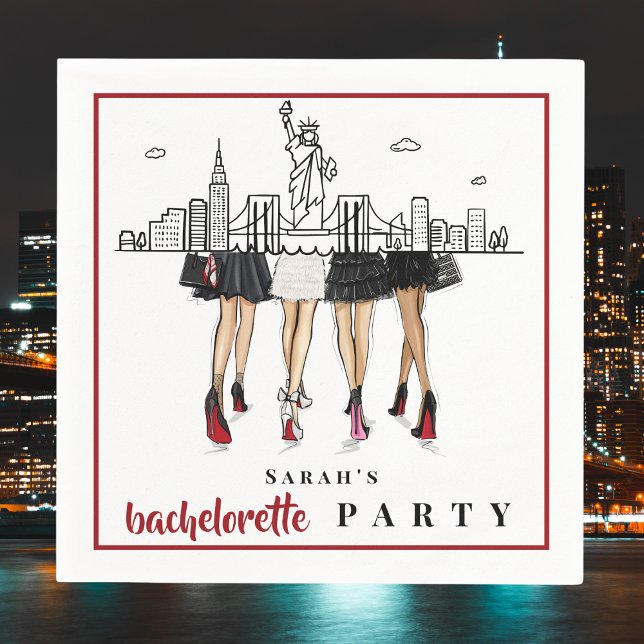 Custom Bachelorette New York City Skyline Fashion Napkin (Creator Uploaded)