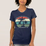 Custom Bachelorette Party Beach Wedding Sunset T-Shirt<br><div class="desc">Pretty palm trees in front of a cute retro sunset decorates this beautiful beach wedding t-shirt. Customise these cool tees for your destination wedding. They are perfect for the whole bridal party to wear to an island getaway rehearsal dinner or for a group of girls going out to have a...</div>