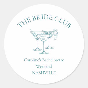 Custom Bachelorette Party Cocktail Social Club Classic Round Sticker