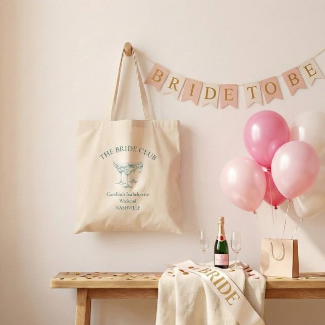 Custom Bachelorette Party Cocktail Social Club Tote Bag (Creator Uploaded)