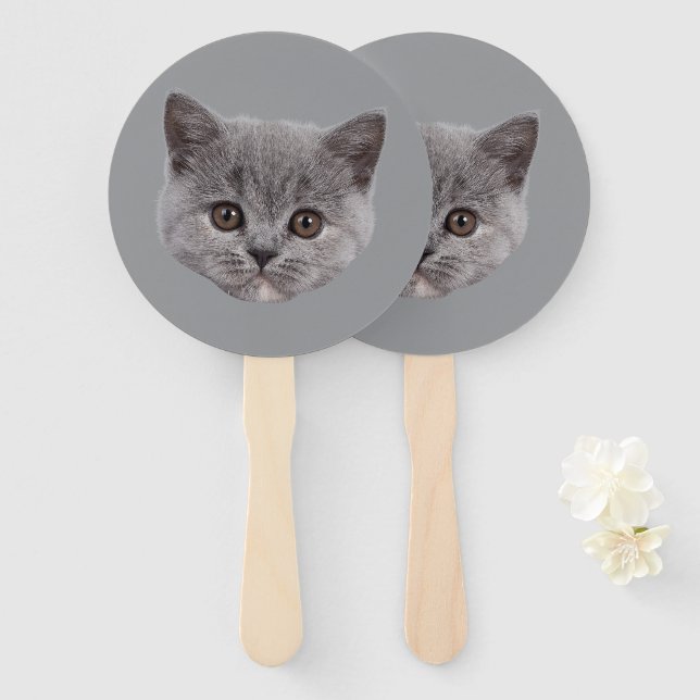 Custom Bachelorette Party Face Cat Cutout Birthday Hand Fan (Front and Back)