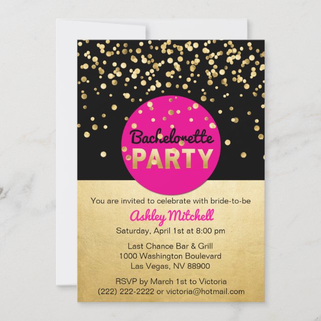 Custom Bachelorette Party Invitations Templates (Front)