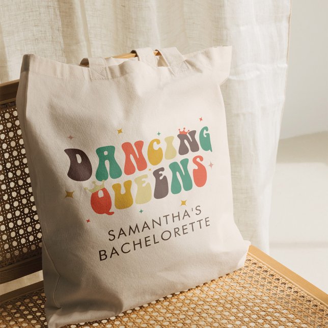 Custom Bachelorette Party Retro Dancing Queens Tote Bag (Dancing Queens Retro Bachelorette Party Tote Bag)