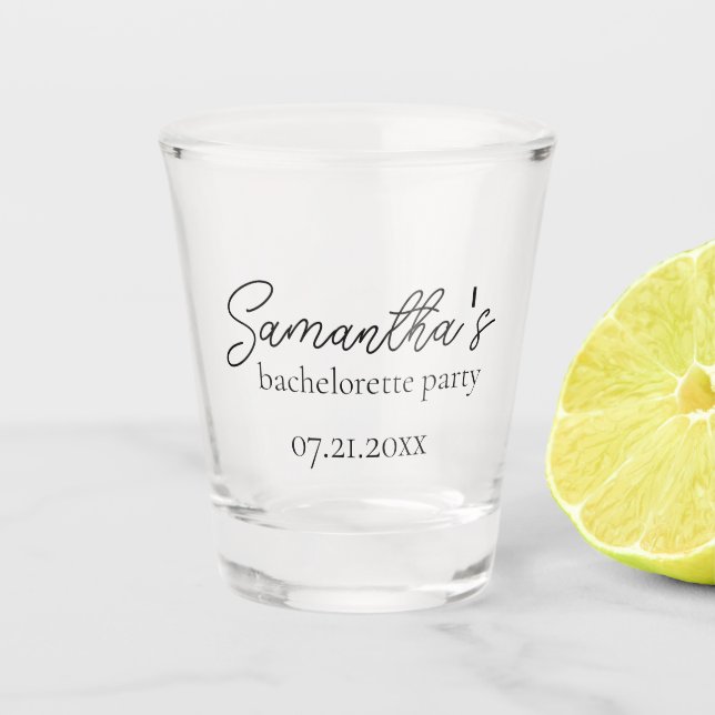 Custom Bachelorette Party Shot Glass (Front)
