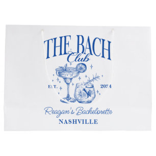 Custom Bachelorette Retro Cocktail Blue Large Gift Bag