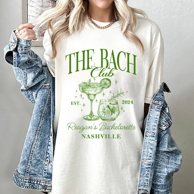 Custom Bachelorette Retro Cocktail Green T-Shirt (Creator Uploaded)