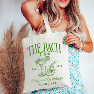 Custom Bachelorette Retro Cocktail Green Tote Bag
