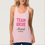 Custom bachelorette tank tops for team bride<br><div class="desc">Personalised bachelorette flowy racerback tank tops for team bride. TeamBride tanktops for brides entourage. Cute neon pink and black typography design for bride to be and bride's crew. Make your own cool clothing for wedding, bridal shower, bachelorette party, girls night out, girls weekend, ladies night, hen do, etc. Funny clothes...</div>