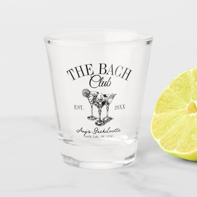 Custom Bachelorette The Bach Club Bridesmaid Favou Shot Glass (Front)