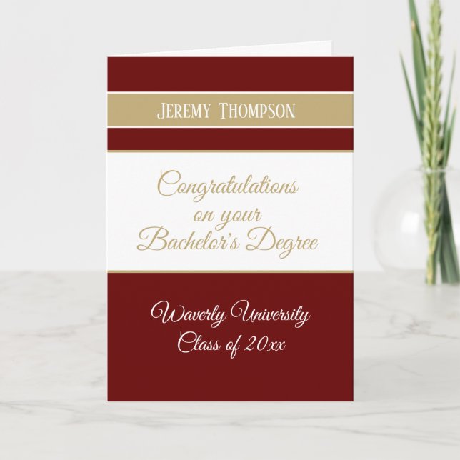 Custom bachelor's degree college graduation card (Front)