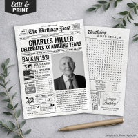 Custom Back in 1931 Newspaper Birthday Card, Trend
