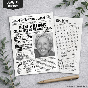 Custom Back in 1955 Newspaper Birthday Card, Trend Holiday Card