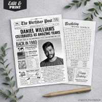 Custom Back in 1980 Newspaper Birthday Card, Trend