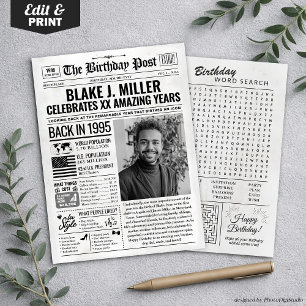 Custom Back in 1995 Newspaper Birthday Card, Trend Holiday Card