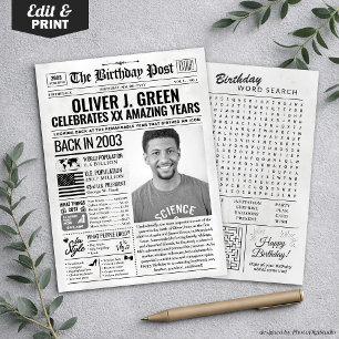 Custom Back in 2003 Newspaper Birthday Card, Trend Holiday Card