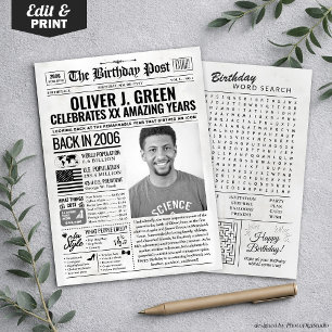 Custom Back in 2006 Newspaper Birthday Card, Trend Holiday Card