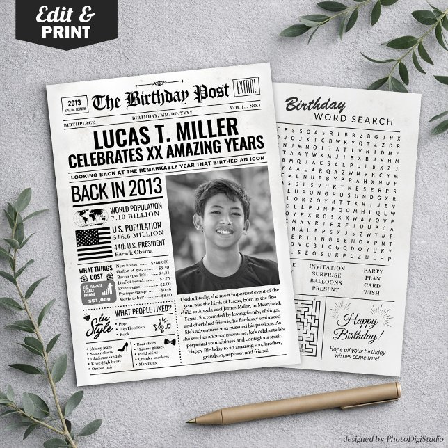 Custom Back in 2013 Newspaper Birthday Card, Trend Holiday Card (Custom Back in 2013 Newspaper Birthday Card, Trend Holiday Card)