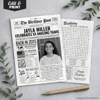 Custom Back in 2015 Newspaper Birthday Card, Trend