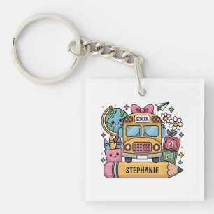 Custom Back-to-School Bus - Personalise Key Ring