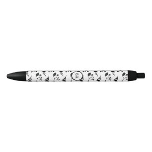 Custom Back to School Dorm Floral Black White  Black Ink Pen