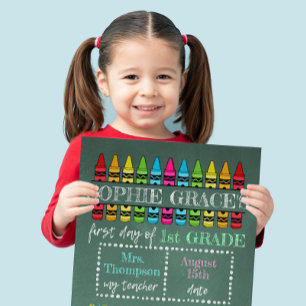 Custom Back to School Sign, First Day of School Photo Print