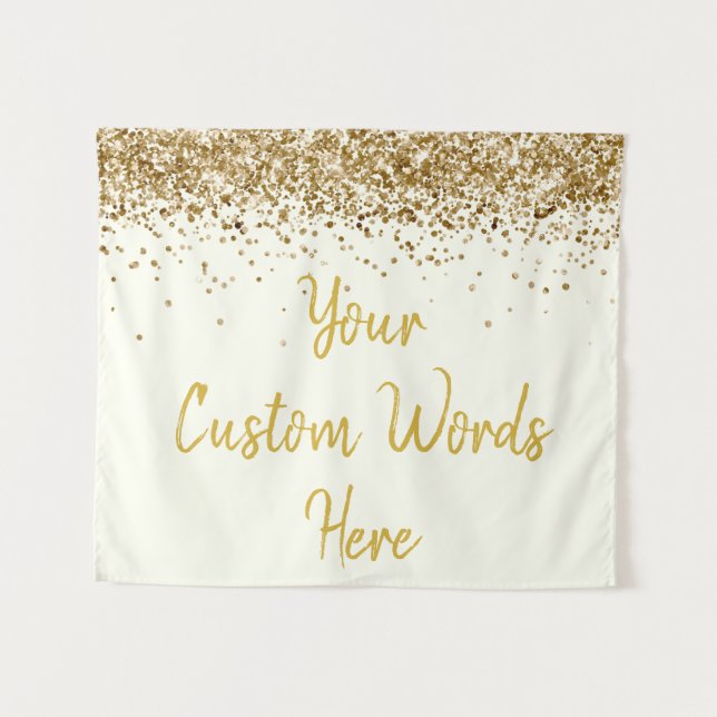 Custom Backdrop Anniversary Party Photobooth Ivory Tapestry (Front (Horizontal))