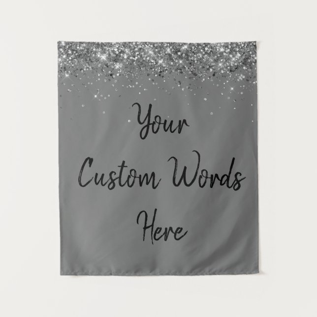 Custom Backdrop Anniversary Photo Booth Grey Grey Tapestry (Front)