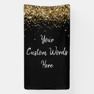 Custom Backdrop Birthday Party Photo Black & Gold Banner