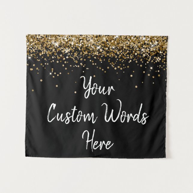 Custom Backdrop Birthday Party Photo Booth Black Tapestry (Front (Horizontal))