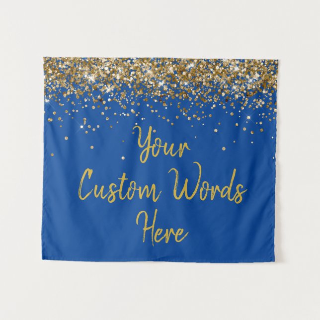 Custom Backdrop Birthday Party Photo Booth Blue Tapestry (Front (Horizontal))