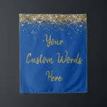 Custom Backdrop Birthday Party Photo Booth Blue Tapestry<br><div class="desc">custom backdrop for photo booth,  twinkle glitter backdrop for anniversary,  bridal shower backdrop hen weekend,  wedding photo booth backdrop sparkly,  sweet 16 quinceanera 40th 50th,  sparkle backdrop for birthday party,  personalised 30th 21st 16th 15th,  25th fifteen sixteen twenty-fifth first,  anniversary backdrop royal blue gold,  prop son boy man husband</div>