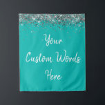 Custom Backdrop Birthday Party Photo Booth Blue Tapestry<br><div class="desc">custom backdrop for photo booth,  hen weekend wedding photobooth sparkly,  sweet 16 quinceanera 40th 50th,  sparkle birthday party personalised 30th,  fifteen 15th sweet sixteen 16th,  twenty-fifth 25th twenty first prop,  turquoise blue silver baby shower,  daughter girl wife twinkle glitter,  granddaughter son boy 5th fifth,  anniversary bridal 20th 10th 80th</div>