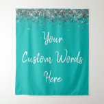 Custom Backdrop Birthday Party Photo Booth Blue Tapestry<br><div class="desc">custom backdrop for photo booth,  hen weekend wedding photobooth sparkly,  sweet 16 quinceanera 40th 50th,  sparkle birthday party personalised 30th,  fifteen 15th sweet sixteen 16th,  twenty-fifth 25th twenty first prop,  turquoise blue silver baby shower,  daughter girl wife twinkle glitter,  granddaughter son boy 5th fifth,  anniversary bridal 20th 10th 80th</div>