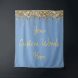 Custom Backdrop Birthday Party Photo Booth Dusty  Tapestry<br><div class="desc">custom backdrop for photo booth,  hen weekend wedding photobooth sparkly,  sweet 16 quinceanera 40th 50th,  sparkle birthday party personalised 30th,  fifteen 15th sweet sixteen 16th,  twenty-fifth 25th twenty first prop,  dusty blue gold baby shower,  daughter girl wife twinkle glitter,  granddaughter  boy 5th fifth,  anniversary bridal 20th 10th 80th</div>