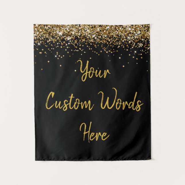 Custom Backdrop Birthday Party Photo Booth Gold Tapestry (Front)