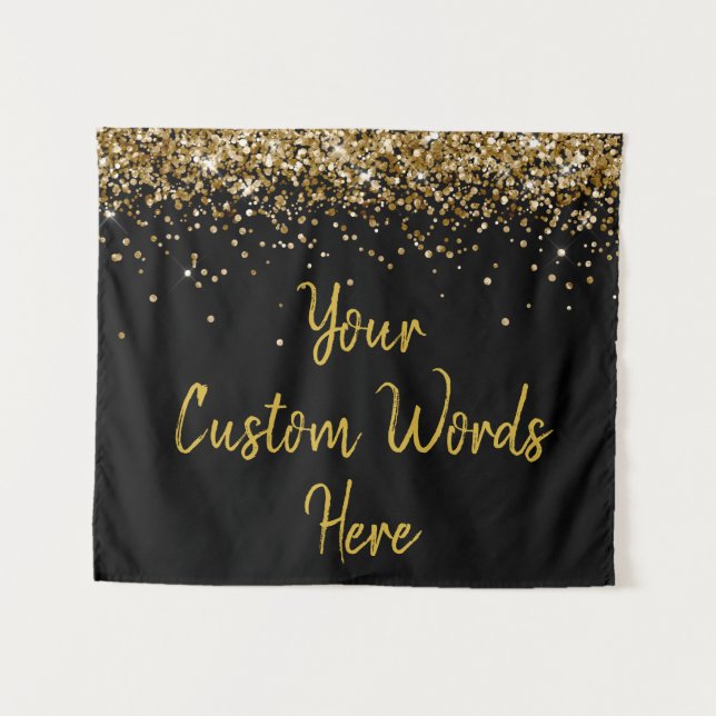 Custom Backdrop Birthday Party Photo Booth Gold Tapestry (Front (Horizontal))