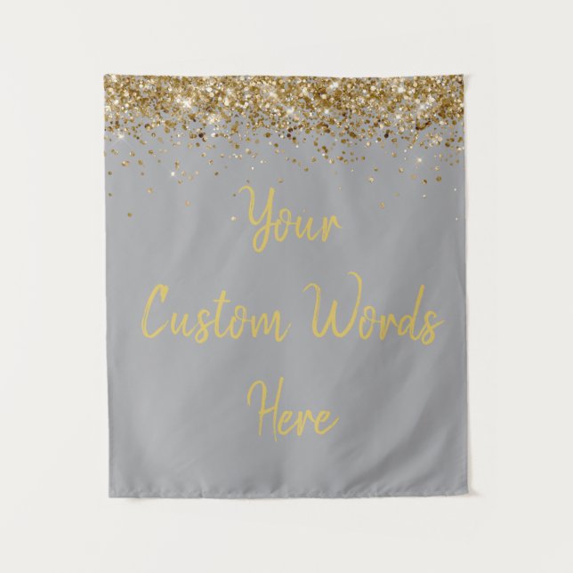 Custom Backdrop Birthday Party Photo Booth Grey Tapestry (Front)