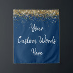 Custom Backdrop Birthday Party Photo Booth Navy Tapestry<br><div class="desc">custom backdrop for photo booth,  hen weekend wedding photobooth sparkly,  sweet 16 quinceanera 40th 50th,  sparkle birthday party personalised 30th,  fifteen 15th sweet sixteen 16th,  twenty-fifth 25th twenty first prop,  navy blue white gold baby,  son boy man husband grandson,  twinkle glitter anniversary 5th fifth,  bridal shower 20th 10th 80th</div>