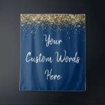 Custom Backdrop Birthday Party Photo Booth Navy Tapestry<br><div class="desc">custom backdrop for photo booth,  hen weekend wedding photobooth sparkly,  sweet 16 quinceanera 40th 50th,  sparkle birthday party personalised 30th,  fifteen 15th sweet sixteen 16th,  twenty-fifth 25th twenty first prop,  navy blue white gold baby,  son boy man husband grandson,  twinkle glitter anniversary 5th fifth,  bridal shower 20th 10th 80th</div>