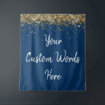 Custom Backdrop Birthday Party Photo Booth Navy Tapestry<br><div class="desc">custom backdrop for photo booth,  hen weekend wedding photobooth sparkly,  sweet 16 quinceanera 40th 50th,  sparkle birthday party personalised 30th,  fifteen 15th sweet sixteen 16th,  twenty-fifth 25th twenty first prop,  navy blue white gold baby,  son boy man husband grandson,  twinkle glitter anniversary 5th fifth,  bridal shower 20th 10th 80th</div>