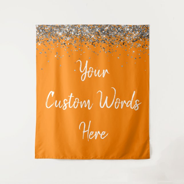 Custom Backdrop Birthday Party Photo Booth Orange Tapestry (Front)