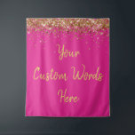 Custom Backdrop Birthday Party Photo Booth Pink Tapestry<br><div class="desc">custom backdrop for photo booth,  hen weekend wedding photobooth sparkly,  sweet 16 quinceanera 40th 50th,  sparkle birthday party personalised 30th,  fifteen 15th sweet sixteen 16th,  twenty-fifth 25th twenty first prop,  bright pink gold baby shower,  daughter girl wife twinkle glitter,  granddaughter son boy 5th fifth,  anniversary bridal 20th 10th 80th</div>