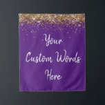 Custom Backdrop Birthday Party Photo Booth Purple  Tapestry<br><div class="desc">custom backdrop for photo booth, twinkle glitter backdrop for anniversary, bridal shower backdrop hen weekend, wedding photo booth backdrop sparkly, sweet 16 quinceanera 40th 50th, sparkle backdrop for birthday party, personalised 30th 21st 16th 15th, 25th fifteen sixteen twenty-fifth first, anniversary backdrop royal purple white gold, prop son boy man husband...</div>